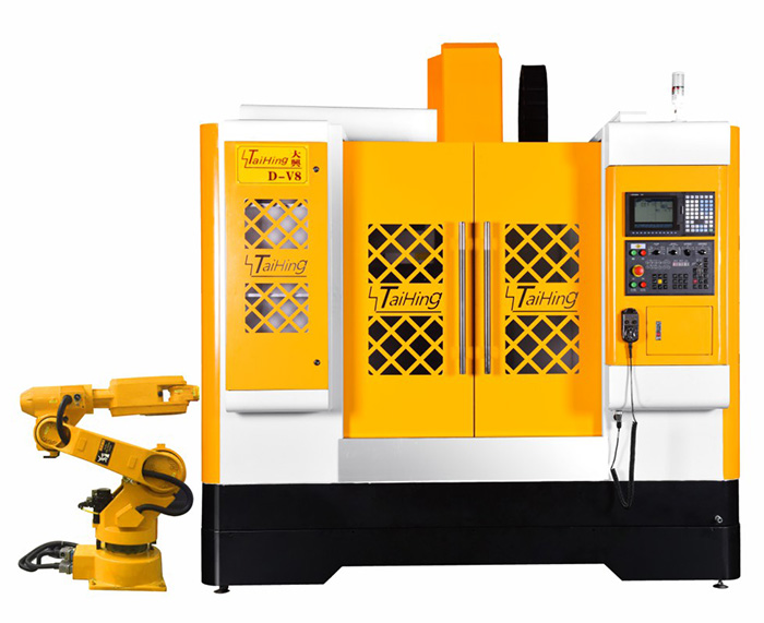 线轨机D-V8（三菱系统）—CNC850三轴线轨机(高速高精密零件立式加工中心机） （带油雾得理器） 主轴转速达18000转 ，带机械手